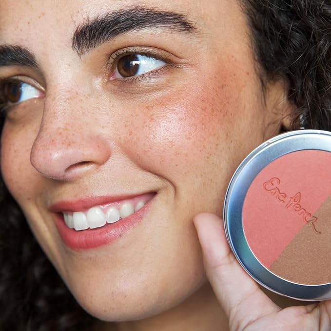 Ere Perez - Natural Rice Powder Blush + Bronzer Duo | Buildable, Breathable, Oil Absorbing, Medium Coverage | Vitamin E, Chamomile | Vegan, Cruelty-Free, Clean Beauty (Brooklyn)