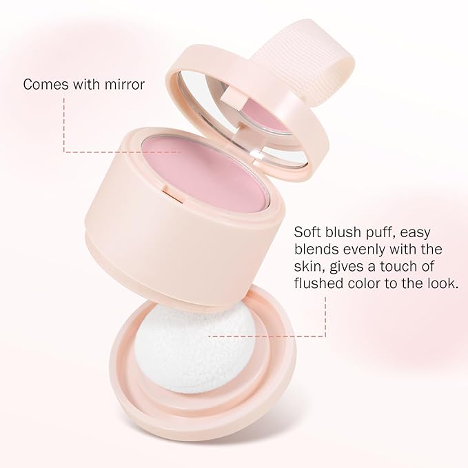 Boobeen Blush Compact Face Makeup, Matte Pink Blush Powder, Highly Pigmented, Buildable, Multi-purpose, Compact Case with Mirror