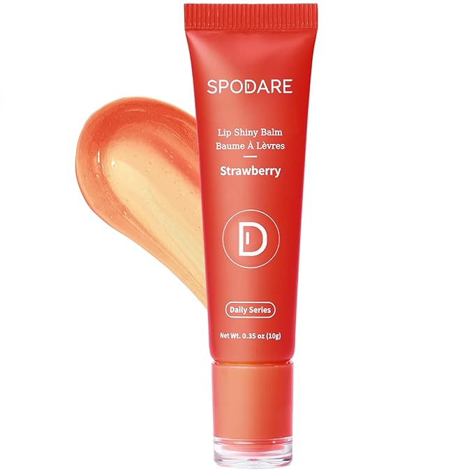 Lip Oil Balm Strawberry: Hydrate and Nourish with Natural Strawberry Extracts& Hyaluronic Acid Complex, Softening, Gloss Finish, Christmas - Light Weight with Shea Butter