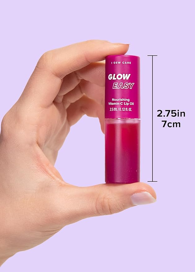 I DEW CARE Lip Gloss - Glow Easy Raspberry | Jojoba Seed Oil, Vitamin C, Pigmented Glossy Stain, Hydrating, Korean Makeup, Pink Color, Moisturizing, Nourishing, 0.12 FL Oz
