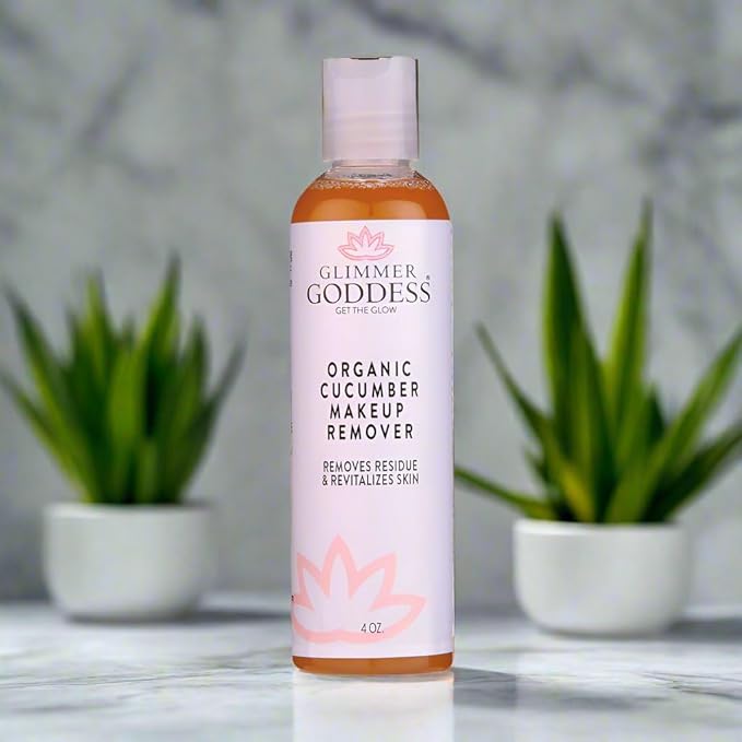 GLIMMER GODDESS Organic Cucumber Makeup Remover, 4 oz - Removes Makeup, Gentle Hydration, Antioxidant Protection, Face Cleanser