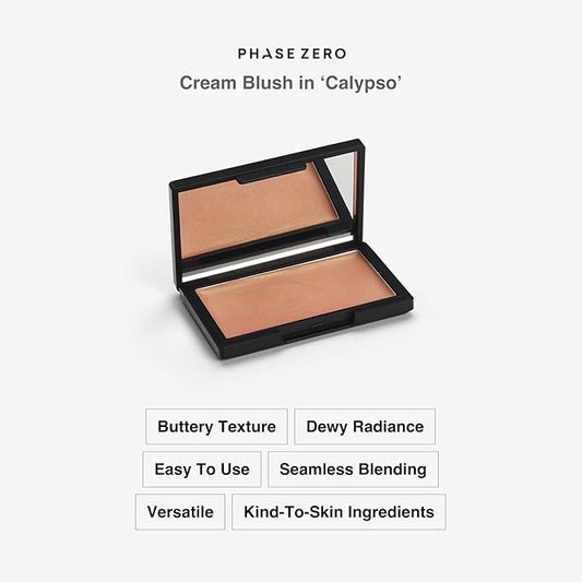 Phase Zero Makeup Cream Blush - "Calypso" - 4g / 0.141oz - Long Lasting, Easy to Use, for a Radiant, Natural, Luminous Skin