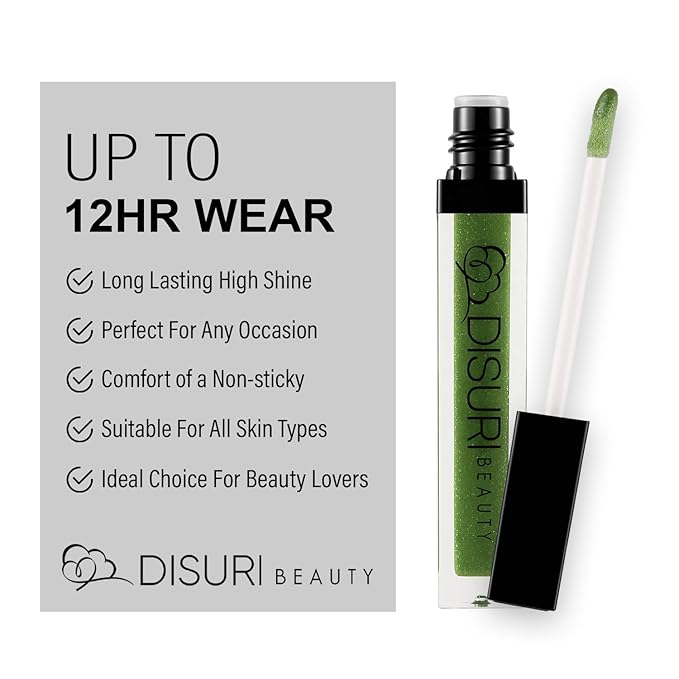 Shimmer Lip Gloss - Non-Sticky Girls Gloss - Long Lasting High Shine - 0.7 FL Oz Gloss for Girls & Women - Cruelty Free - (Wicked Green: S71)