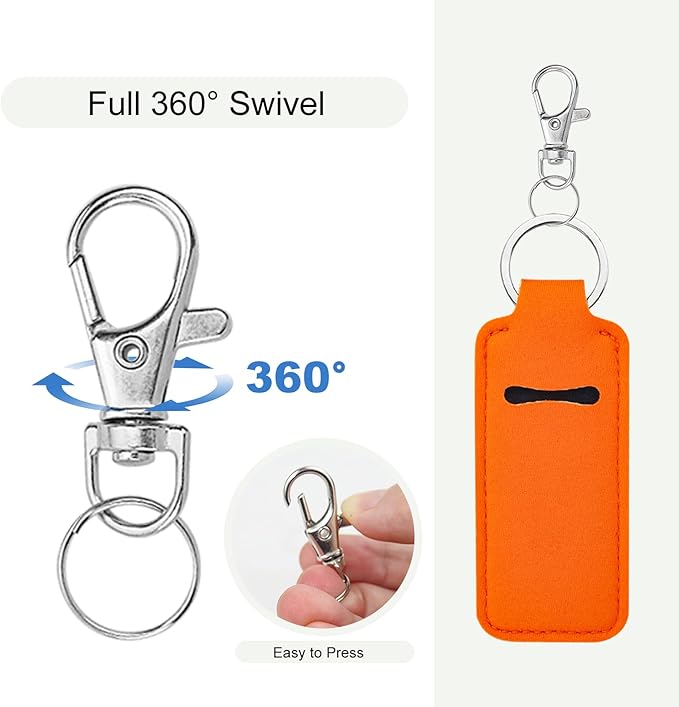 Krijues 10/20/40 Pcs Chapstick Holder Key Chain Lipstick Holder with Keychains (10 Colors)