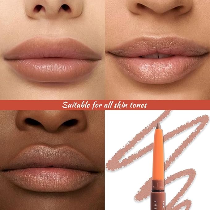 Retractable Matte Lip Liner Pencil, Warm Brown Plump Lip Liners Long-Lasting Creamy Formula for Shaping & Sculpting lip filler pen, Subtle Touch Velvet Pigmented Crayon Lip Liner 06#