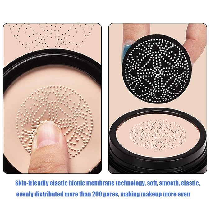 Mushroom Head Air Cushion CC Cream Foundation, Moisturizing BB Cream Foundation, Long-Lasting Blemish Coverage, Matte Even Skin Tone Nude Makeup Base Primer (02#, Natural)