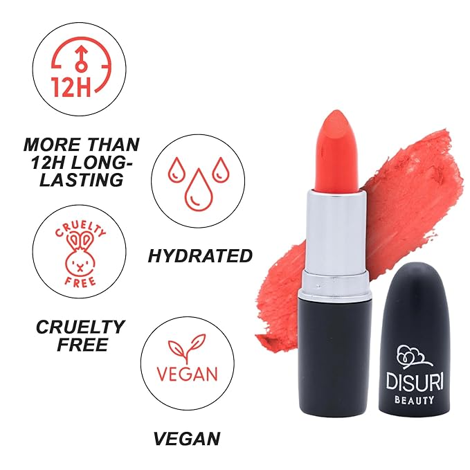 Matte Bullet Long Wear Lipstick - Vegan and Cruelty-Free - Smudge and Waterproof Matte Lipstick with Moisturizing Formula - All Day Comfort - (Sunset Rush #07)
