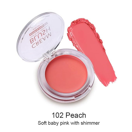 MAEPEOR Cream Face Blush 8 Color Lightweight Smooth Natural Look Matte Face Blush Long-Lasting Buildable Blusher for Cheeks (102 Peach)