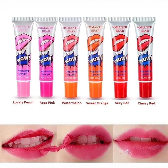 Romantic 6 Colors Tattoo Magic Color Lip Stain Tint Long Lasting Lip Gloss Sets for Women Peel Off Colored Matte Sexy Color 1 SET