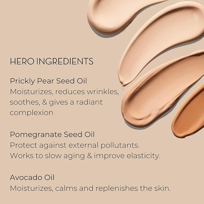 INIKA Organic BB Cream Foundation - Vegan Makeup with Hydrating Prickly Pear, Jojoba, and Pomegranate Seed Oil - Lightweight, Radiant BB Glow for Balanced Skin Tone, Cream, 1 fl oz