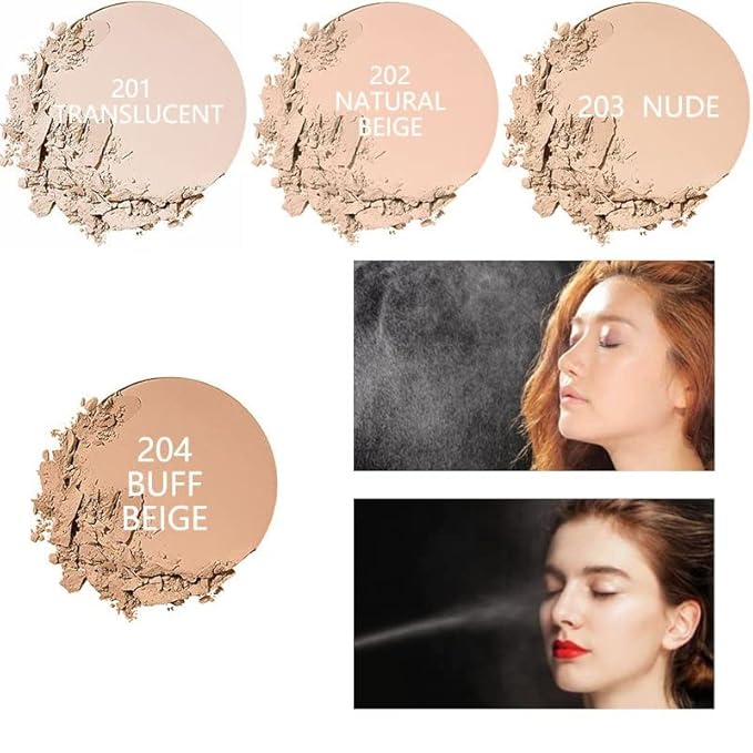 2 Pack PHOERA Matte Face Powder, Control Oil Brighten Skin Color Cover Blemish Makeup Face Setting Setting Powder Foundation。 (208 - Espresso)