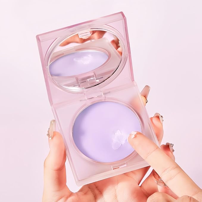 Jelly Setting Powder Oil Control Purple Blur Pressed Powder Silky Touch Soft-Focus Setting Balm, Blemish Covering Powder Jelly Tone-Up Powder Long-Lasting Waterproof