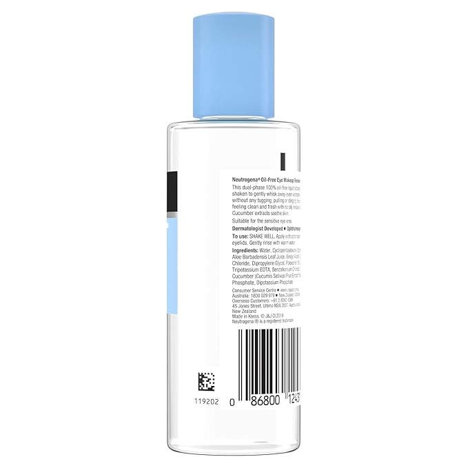 Neutrogena Gentle Oil-Free Eye Makeup Remover & Cleanser for Sensitive Eyes, Non-Greasy Makeup Remover, Waterproof Mascara Remover, Dermatologist & Ophthalmologist Tested, 3.8 fl. oz