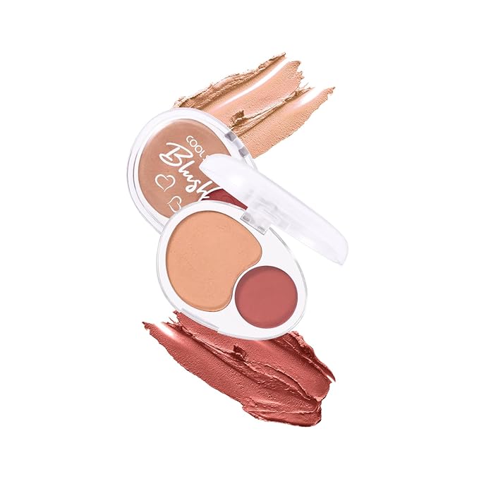 Dual-Tone Face Blush Palette for Cheeks - Waterproof, Long-Lasting, Satin Finish, Creamy Texture, Sculpting, All Skin Tones, Squalane, Highlighting, for Home, Travel, Makeup 2 Tone Tint 10#