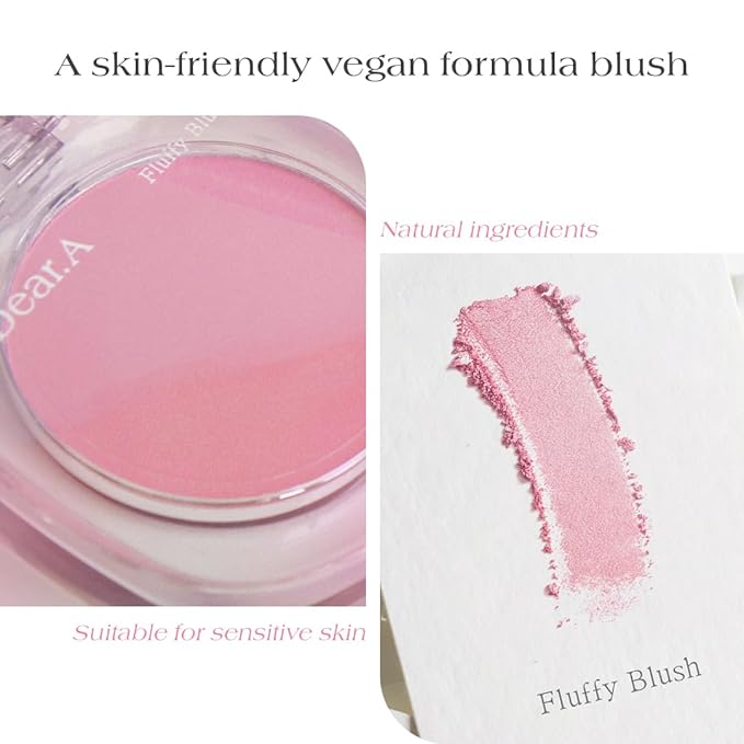 Dr.Althea Dear.A Fluffy Blush -An airy, long-lasting pressed powder blush, Effortlessly blends and layers, creates a natural, soft, healthy flush, Vegan formula (01 Apricot Cream)