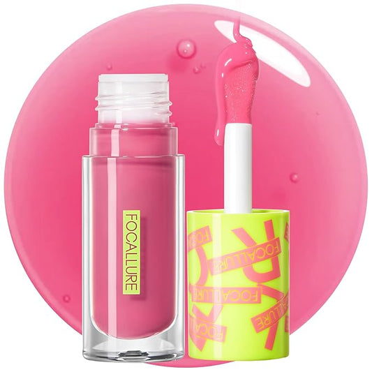 FOCALLURE Lip Oil,Moisturizing,Hydrating Lip Gloss,Transparent Toot Lip Glow Oil,Shiny Glossy Finish,Non-Sticky,Long Lasting,Tinted Lip Balm for Dry Lips and Lip Care,Cherry Juice