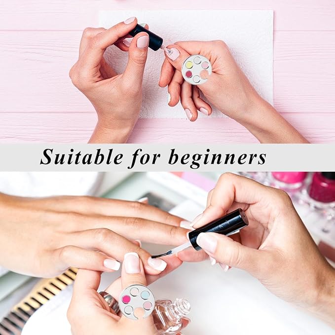 8 Pcs Mini Nail Art Palette Metal Finger Rings Manicure Palette Nail Paint Art Palette for Manicure Nail Polish Art Tools Makeup Palettes