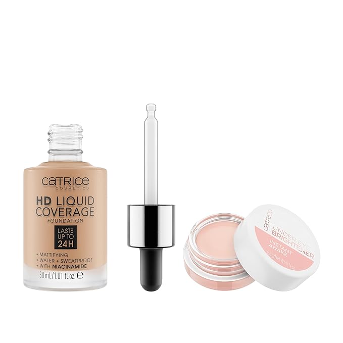 Catrice | HD Liquid Coverage Foundation 50 & Under Eye Brightener 10 Light Rose | Full Coverage Makeup | Vegan & Cruelty Free