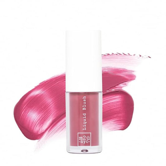 M2U NYC Dark Pink Liquid Blush – Soft, Dewy Liquid Blush for Cheeks with High Pigment Color & Breathable Feel – Lightweight & Blendable, Long-Lasting Formula Infused with Rosehip Oil (Mixed Berry)