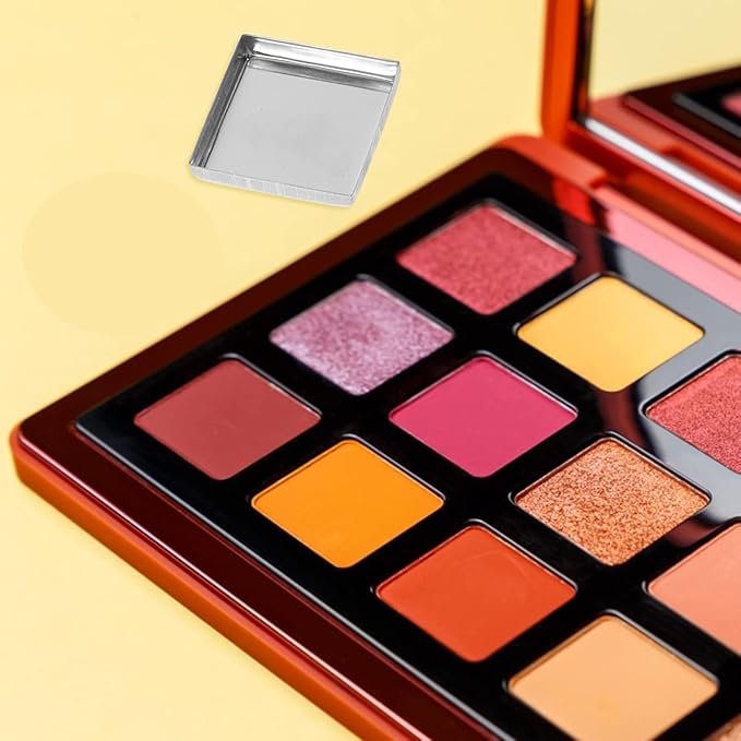 180pcs Empty Square Stainless Steel Pans for Diy Eyeshadow Blusher and Pressed Powder Makeup Pans for Eyeshadow for Custom Cosmetic Palettes
