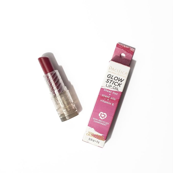 Pacifica Tiniter Lip Balm Oil – Crimson Crush Sheer Red Tint Hydrating Lip Balm Oil with Vitamin E, Moisturizing Glossy Shine, Vegan & Cruelty-Free