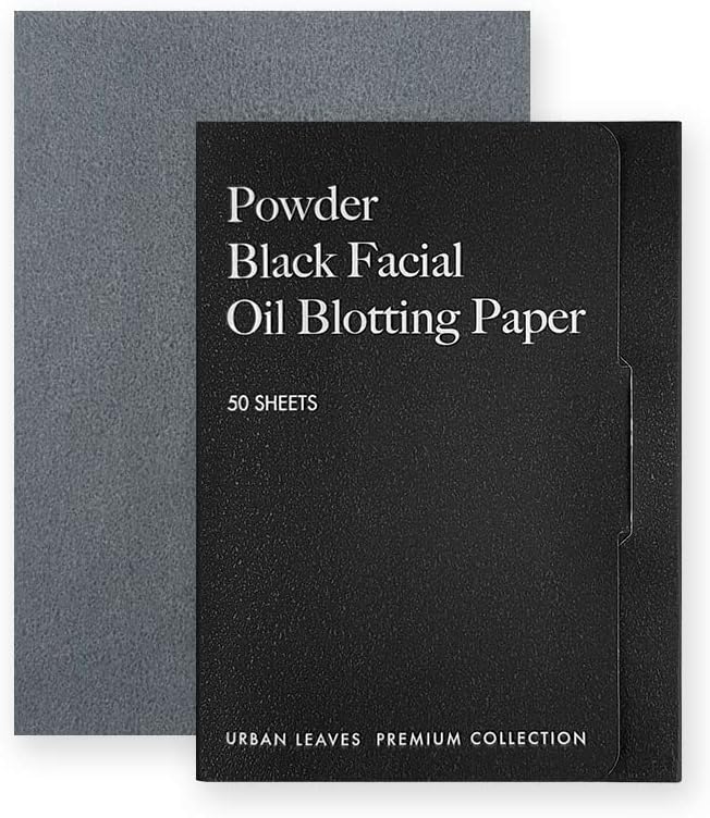 Premium Collection Oil Control Paper, Blotting Paper, Absorbing Sheets for Oily Skin Care (size 3.5" x 2.4") Made in Korea (Powder Black)