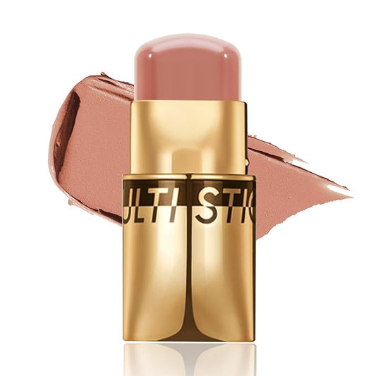 3 In 1 Cream Blush Stick, Multi-Use Blush Makeup Stick For Cheek Eye And Lip, Face Lightweight Moisturizing, Blend Natural