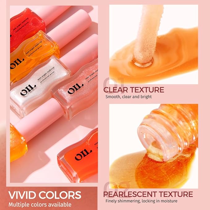 Honey Infused Hydrating Lip Oil Lip Gloss with Honey Tropical Scent, High-Shine Non-Sticky Formula for Dry Lips, 8ml (Mango, Lip Oil-4)