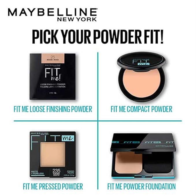 Maybelline Fit Me Matte + Poreless Pressed Face Powder Makeup & Setting Powder, Buff Beige, 1 Count