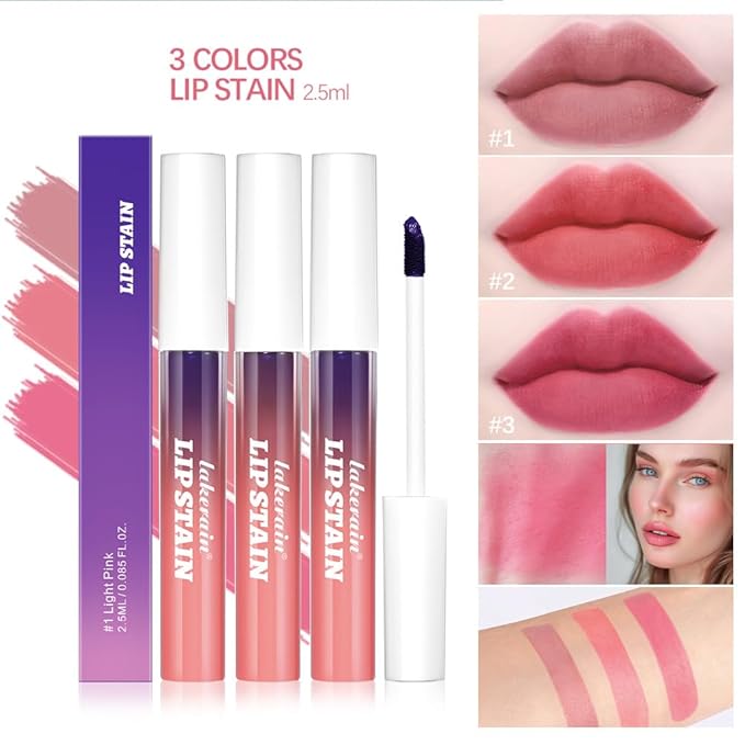 Pipe-off lip liner stain,line tattoo high-color Tint,Smudge-Proof,Waterproof,light brown/dark brown/burgundy long-lasting,Nude Matte Tint,Non-Fading, Full Coverage(#1 Light Pink)