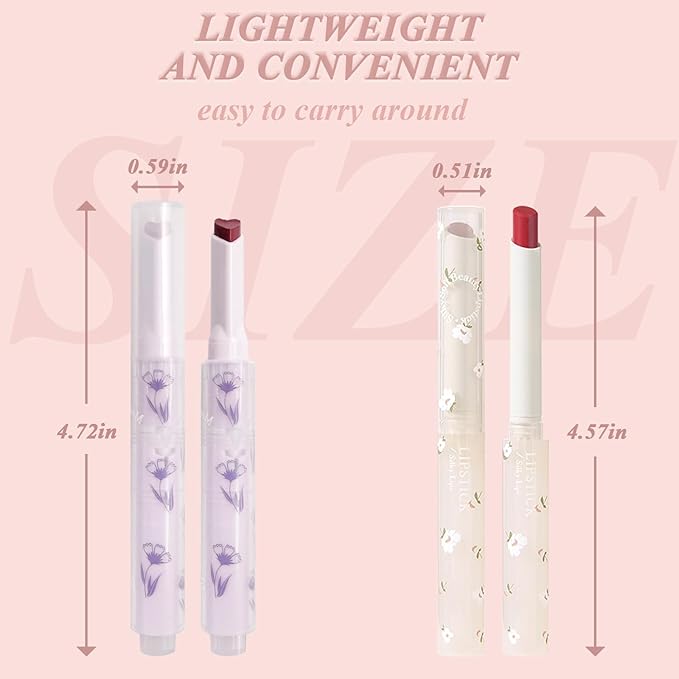 KWOLYKIM 2 Colors Jelly Lipstick & Matte Lipstick, Heart shaped Lip Stain Love Tinted Lip Balm and Velvet Creamy Lip Glaze Hydrating Long lasting Glossy Moisturizing Plumping Lip Makeup