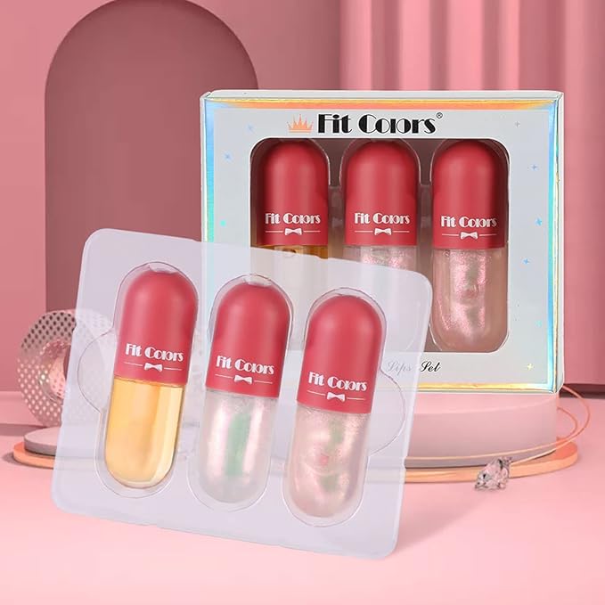 3 Color Pearlescent Lip Oil Hydrating Tinted Plump Lip Gloss Transparent Toot Lip Oil, Glass Lip Glow Oil Fresh Texture & Non-sticky, Nourishing Repairing Lightening Lip Lines Lip Care- 02