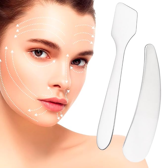 4pcs Mini Metal Makeup Spatula, Reusable Cosmetic Cream Spatulas Spoon, Skincare Scoop Applicator Facial Massage Beauty Tools for Mixing and Sampling Face Eye Cream- Silver