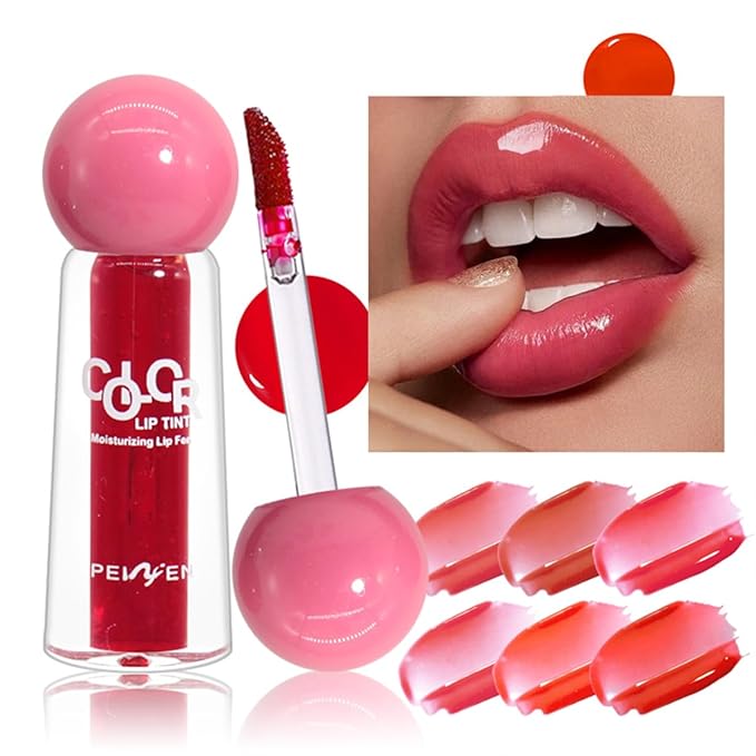 Pack of 6 Lip Tint Set, 6 Colors Berry Colors Lip Tint Set, Can be Used as Liquid Blush for Cheeks, Long Lasting and Waterproof, Not Easy to Fade, Create Watery Charming Pout