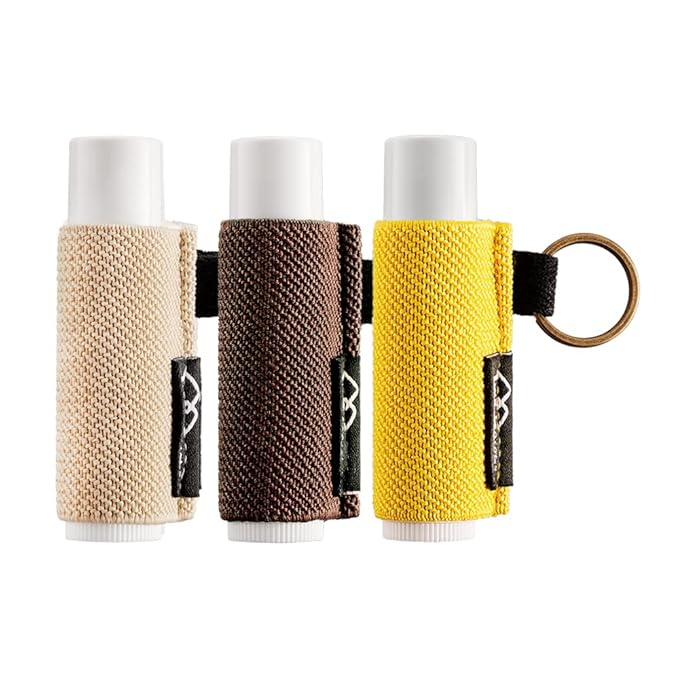 WK IEASON - Lip Balm Holder Keychain Clip On Lipstick Sleeve Chapstick Sleeve Holder Keychain (Beige/brown/yellow)