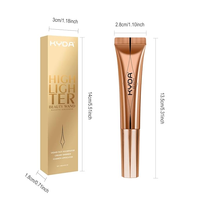 KYDA Highlighter Beauty Wand, Face Illuminator with Cushion Applicator, Natural Glossy Finish, Silky Smooth Cream, Face Highlighter Bronzer Makeup, Lightweight Blendable-Talk Glow