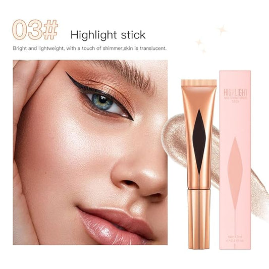 Concealer Stick,Contour Stick Makeup Liquid Highlight and Contour Wand,Cream Contour Stick with Soft Cushion Applicator,Foundation Highlight Makeup Bronzer Stick for Face