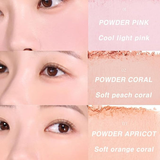 BBIA Ready To Wear Powder Cheek Blush #01 POWDER PINK + #03 POWDER APRICOT Bundle SET