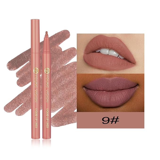 YOUNG VISION Gourd-Shaped Precision Liquid Lipstick & Lipliner - Nude Matte Perfection