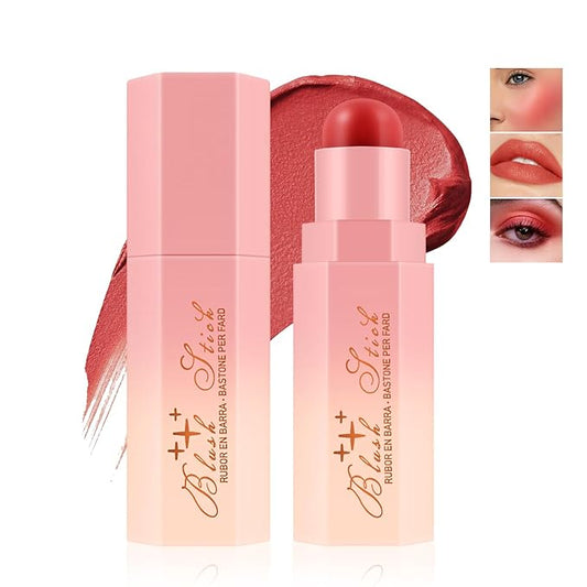 Matte Cream Blush Stick for Cheeks,Blendable Color,Long Lasting Blusher,Highly Pigmented,Non-Greasy,Multi-Stick