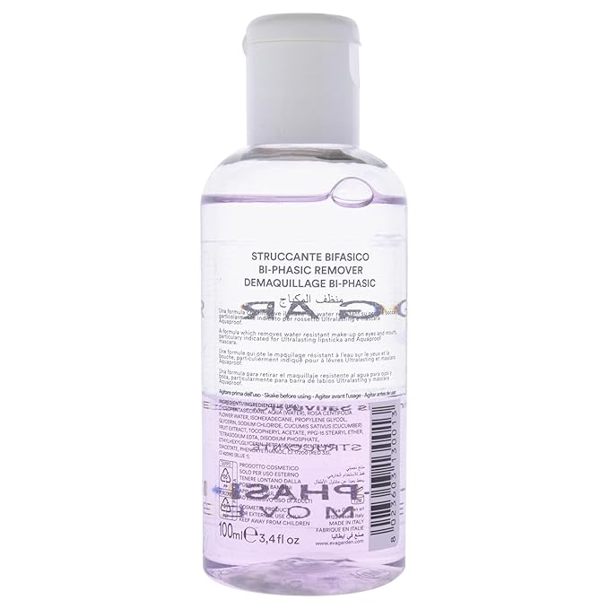 Biphasic Make-Up Remover - Suitable for All Skin Types - Water and Oil Mixture - Eliminates Waterproof Products from Eyes and Lips - Soothing and Refreshing Action Formula - 3.38 oz