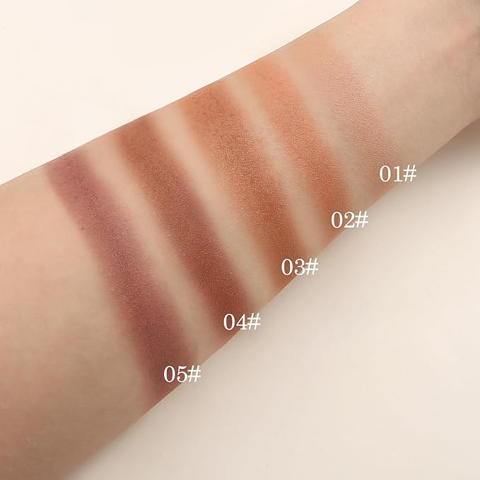 Boobeen 2 Packs Matte Finishing Pressed Powder Contour Palette, Waterproof and Oil-Control Face Contour Bronzer Powder, Non-Caking Natural and Long-Lasting Baked Setting Bronzer Makeup, 5 Colours