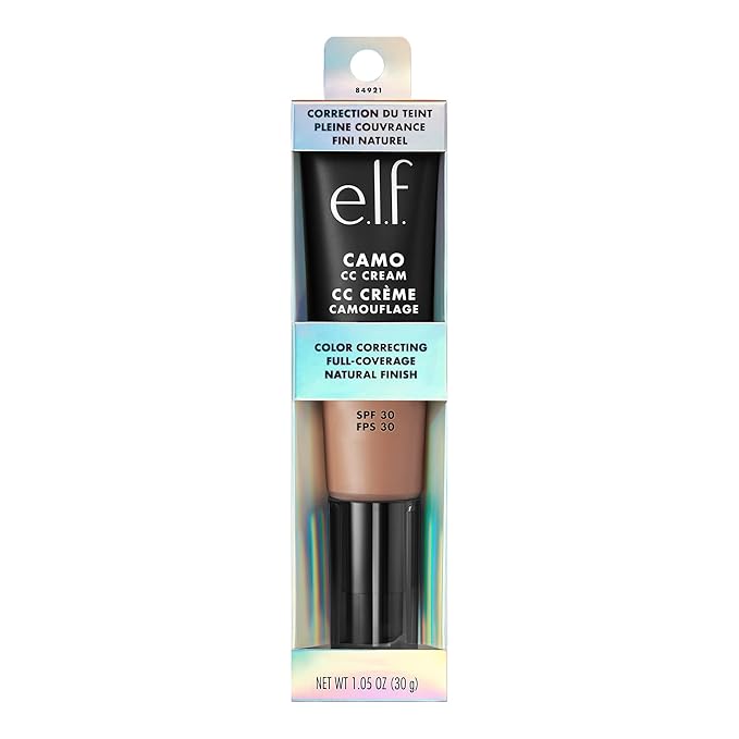 e.l.f. Camo CC Cream, Color Correcting Medium-To-Full Coverage Foundation with SPF 30, Tan 425 N, 1.05 Oz (30g) (Pack of 2)