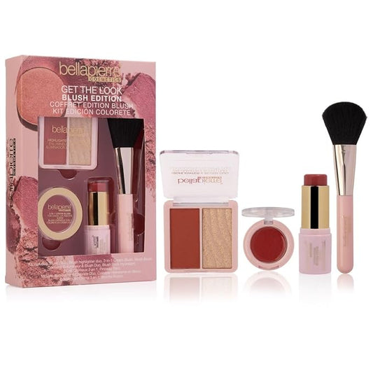 bellapierre Get the Look Kit - Blush Edition | Includes 3 Blushes & 1 Brush | Non-Toxic & Paraben Free - Suede