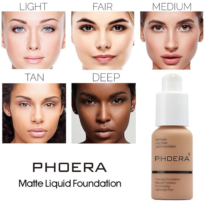 2 Pack PHOERA Foundation,Matte Oil Control Concealer Cream,PHOERA Long Lasting Waterproof Matte Liquid Foundation for Women Girls (102 Nude)