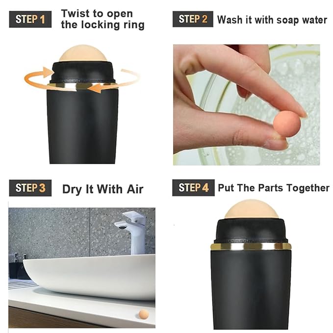 2 PCS Oil-absorbing Volcanic Face Roller Oil Control On The Go Oil Absorbing Volcanic Face Roller Facial Oil Blotting Tool Portable Reusable Instant Results Remove Excess Shine for Oily Skin