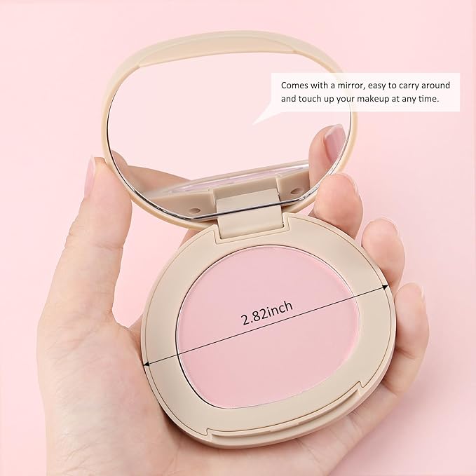 Boobeen Powder Blush Matte Single Color Blush, Pressed Blush Face Makeup Blusher High Pigment Blush for Colorful, Long-wear Glow, Natural Flush Tint for Cheeks (C02)