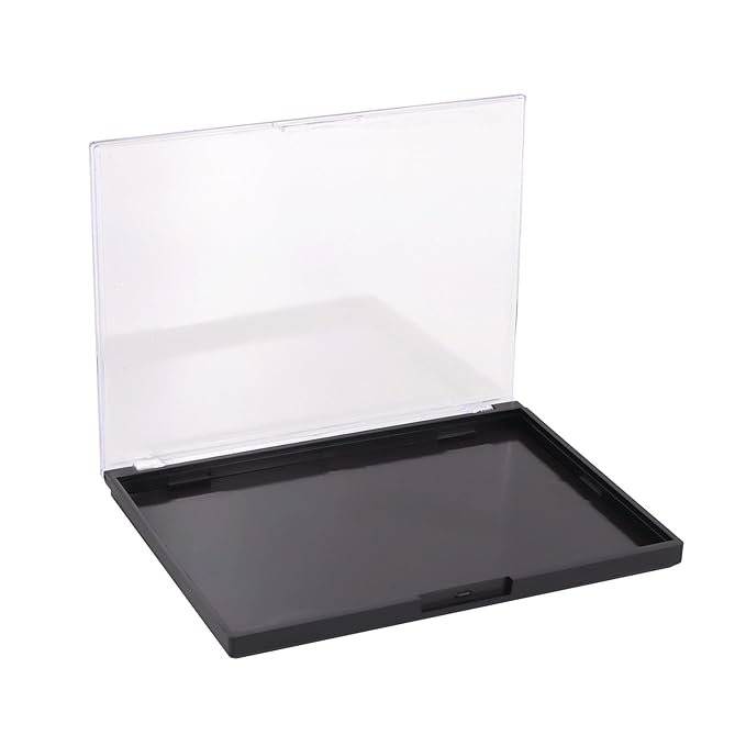 Magnetic Makeup Palette with Clear Top, Empty Eyeshadow Pan Dispensing Storage Box with 40Pcs Adhesive Metal Stickers for DIY Cosmetics Lipstick Blush Powder(Medium Palette - 5.7"x4.3")