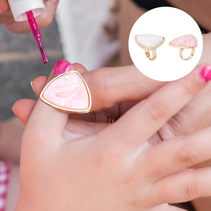 2pcs Shell Ring Palette Cream Makeup Palette Marble Nail Finger Ring Plate Nail Art Accessories Manicure Ring Nail Art Ring Makeup Palette for Foundation White Resin Mix Gel Miss