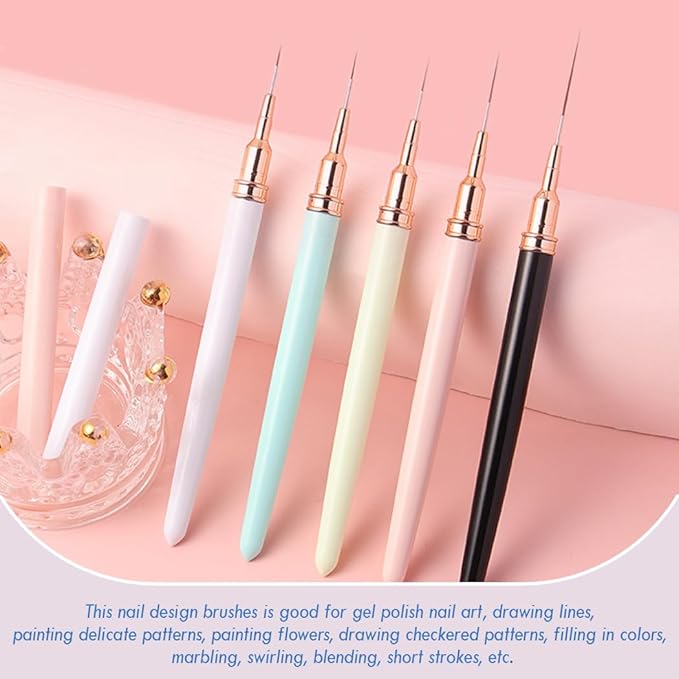 JASSINS Resin Nail Art Palette and Nail Art Liner Brushes